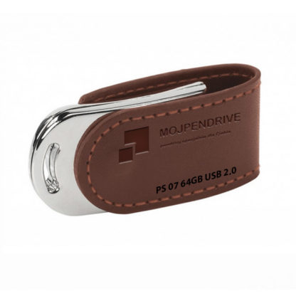 Brązowy, biznesowy, skórzany pendrive PS 07 64GB USB 2.0